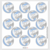 13 volleyballers lichtblauw grijs team kleuren sticker (Vel)