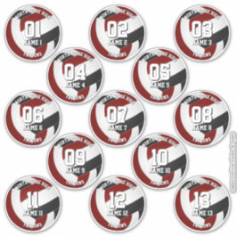 13 volleyballers Maroon Black Team kleuren Sticker