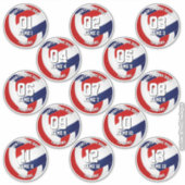 13 volleyballers Rood Blauw Team Kleuren Sticker (Voorkant)