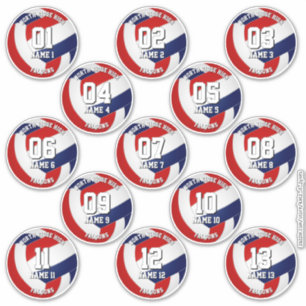 13 volleyballers Rood Blauw Team Kleuren Sticker