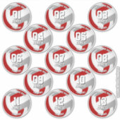 13 volleyballers Rood Grijs Team kleuren Sticker (Voorkant)