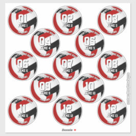 13 volleyballers rood zwart team kleuren sticker