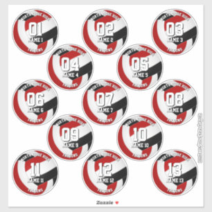 13 volleyballers rood zwart team kleuren sticker