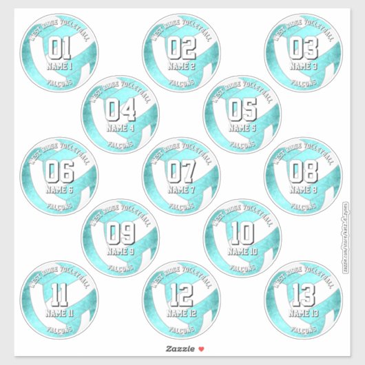 13 volleyballers  turquoise sticker (Vel)