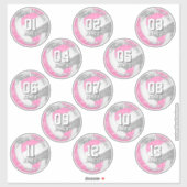 13 volleybalsters Boho Paisleys roze grijs Sticker (Vel)