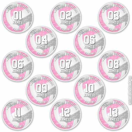 13 volleybalsters Boho Paisleys roze grijs Sticker (Voorkant)