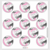 13 volleybalsters Boho Paisleys Roze Zwart Sticker (Vel)