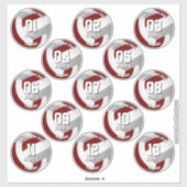 13 volleybalsters Maroon Grey Team kleuren Sticker (Vel)