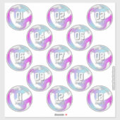 13 volleybalsters roze paarse blauw sticker (Vel)