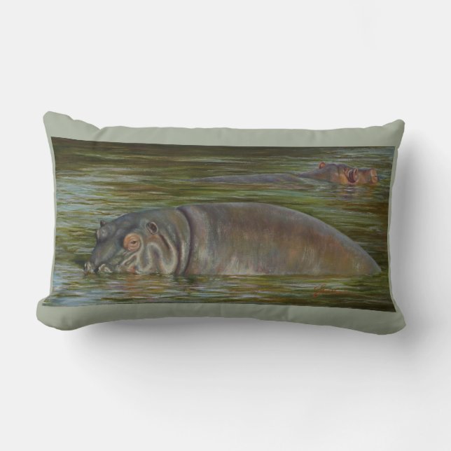 13 x 21-inch hippo-lumbale piloot kussen (Voorkant)