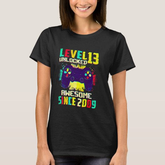 13 Year Old Boys Teens Level 13 Unlocked 13th Birt T-shirt (Voorkant)