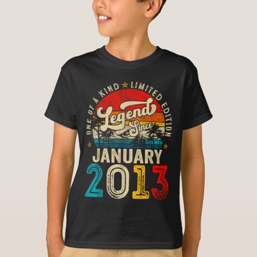 13 Year Old Legend Since January 2013 13th Birthda T-shirt (Voorkant)