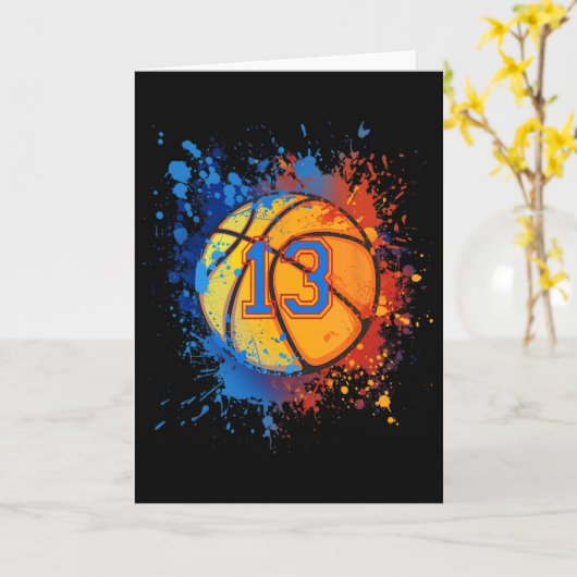 13 Years Old 13th Birthday Sketll Gift For Boys Pa Kaart (Gele Bloem)