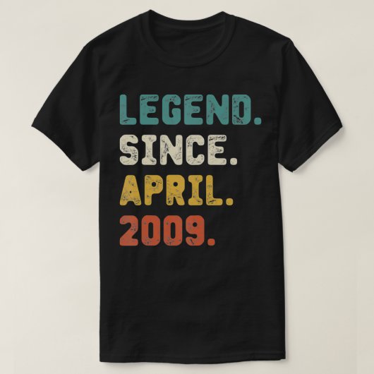 13 Years Old Gifts Legend Since April 2009 13th Bi T-shirt (Design voorkant)