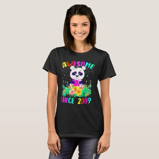 13 Years Old Panda Awesome Since 2009 13th Birthda T-shirt (Voorkant volledig)