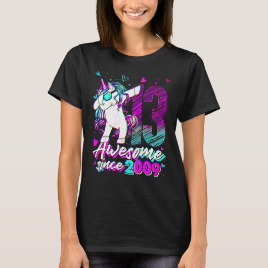13 Years Old Unicorn Dabbing 13th Birthday Unicorn T-shirt (Voorkant)