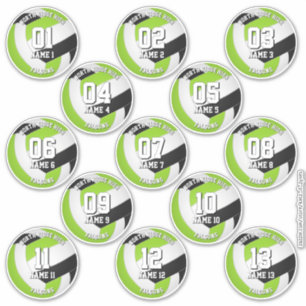 13 zwarte groene teamkleuren volleybalspelers sticker