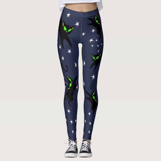 13 Zwarte Katten Twinkle Twinkle - Nachtelijke tij Leggings (Voorkant)