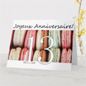 13de Franse verjaardag Macaron-Joyeux Anniversaire Kaart (Gele Bloem)