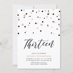 13de tiende verjaardag van het zwarte en Roos goud Kaart