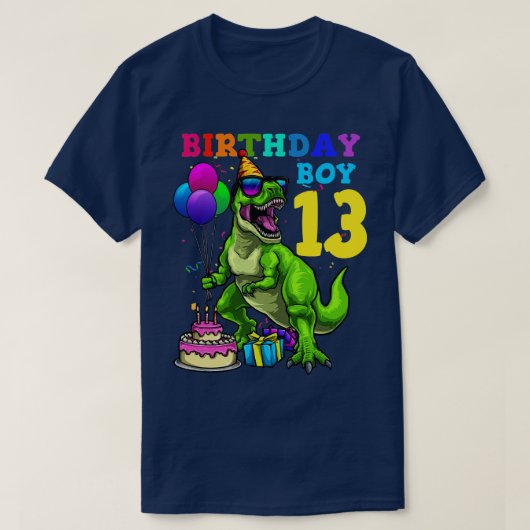 13de verjaardag jongen 13 dinosaurus t-shirt (Design voorkant)
