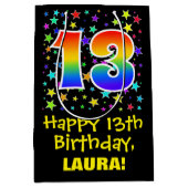 13de verjaardag: Kleurrijke Sterren Patroon & Rege Medium Cadeauzakje (Voorkant)