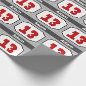 13de Verjaardag  Lijst voor Hem ROOD GRIJS R13A Cadeaupapier (Hoek)