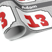 13de Verjaardag  Lijst voor Hem ROOD GRIJS R13A Cadeaupapier (Rol Hoek)