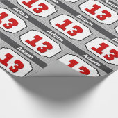 13de Verjaardag  Lijst voor Hem ROOD GRIJS R13A Cadeaupapier (Hoek)