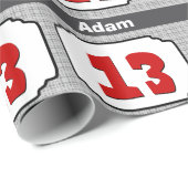 13de Verjaardag  Lijst voor Hem ROOD GRIJS R13A Cadeaupapier (Rol Hoek)