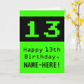 13de verjaardag: Nerdy / Geeky stijl "13" en naam Kaart (Gele Bloem)