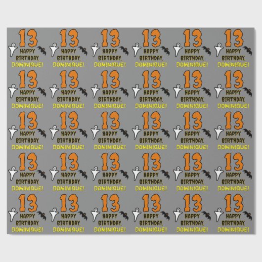 13de verjaardag: Spooky Halloween Thema, aangepast Cadeaupapier (Vlak)