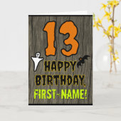 13de verjaardag: Spooky Halloween Thema, aangepast Kaart (Gele Bloem)