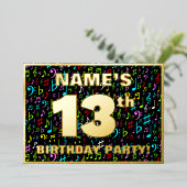 13de verjaardag van de Vliegende partij — Fun, Col Folie Uitnodiging (Staand Voorkant)