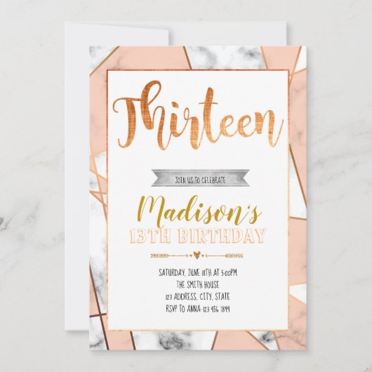 13de verjaardag van Marmer Kaart (Voorkant)