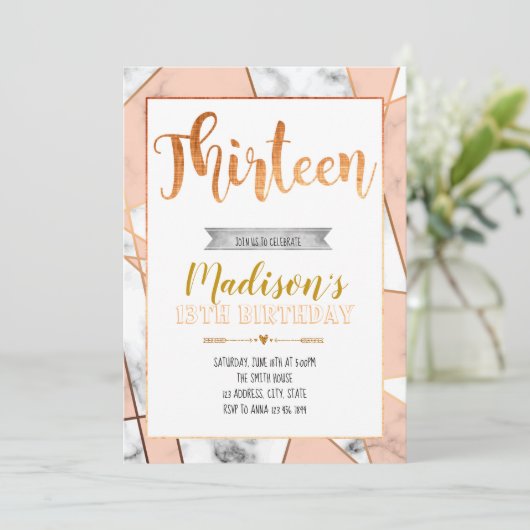 13de verjaardag van Marmer Kaart (Staand voorkant)