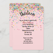 13de verjaardagsfeestje confetti uitnodiging (Voorkant / Achterkant)