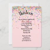 13de verjaardagsfeestje confetti uitnodiging (Voorkant)