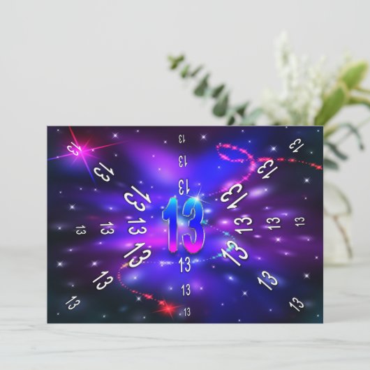 13e - Abstract universum - INVITATIE Kaart (Staand voorkant)