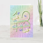 13e Birthday Butterflies and Flowers Kaart (Voorkant)