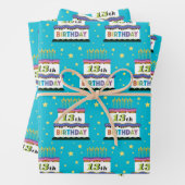 13e Birthday Cake Blue Wrapping Paper (In situ)