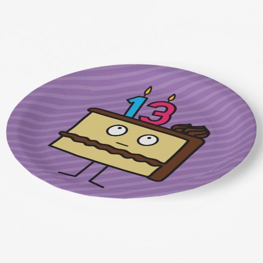 13e Birthday Cake met kaarsen Papieren Bordje (Gekanteld)