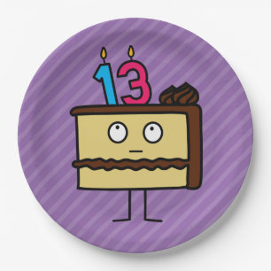 13e Birthday Cake met kaarsen Papieren Bordje
