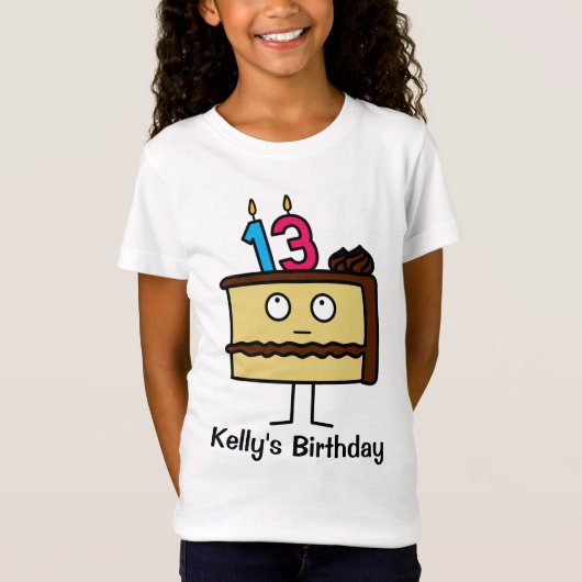 13e Birthday Cake met kaarsen T-shirt (Voorkant)
