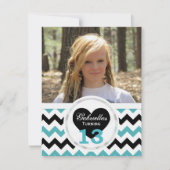 13e Birthday Chevron Print: Uitnodiging voor B&W-p (Voorkant)