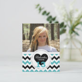 13e Birthday Chevron Print: Uitnodiging voor B&W-p (Staand voorkant)