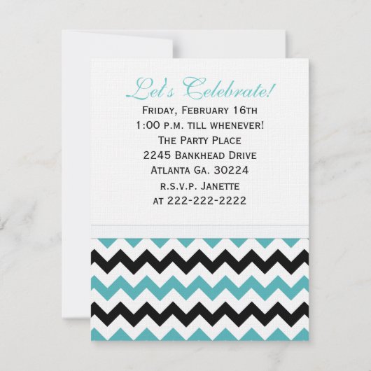 13e Birthday Chevron Print: Uitnodiging voor B&W-p (Achterkant)