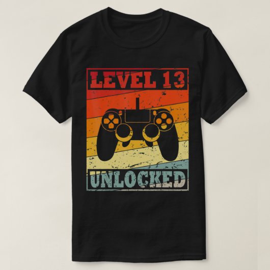 13e Birthday Gaming Thema Level 13 Niet-vergrendel T-shirt (Design voorkant)