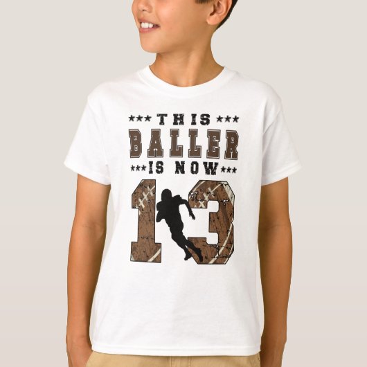 13e Birthday Gift Football Player 13-jarige jongen T-shirt (Voorkant)