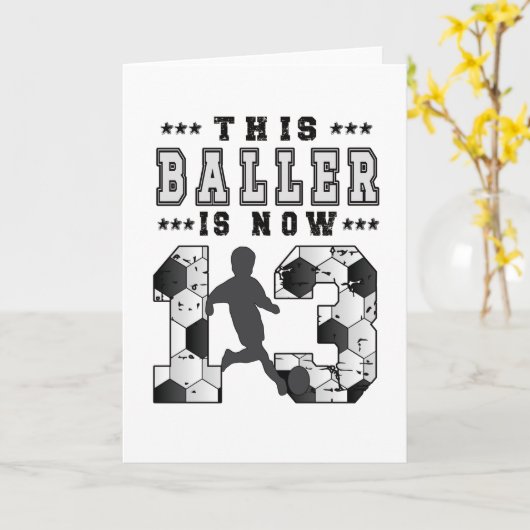 13e Birthday Gift Soccer Player 13-jarige jongen Kaart (Gele Bloem)